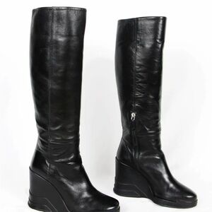 Prada Black Wedge Boots